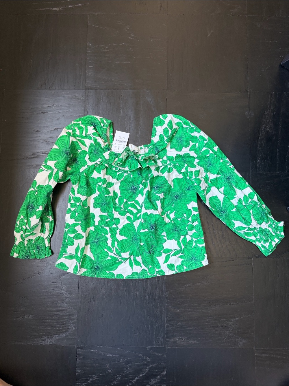 J. Crew Kids Crewcuts Green Floral Top NWT Size S